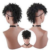 Aisaide Short Afro Curly Mohawk Wig Deep Curly Red Mohawk Ponytails With Bangs For Black Womensynthetic Burgundy Curly Mohawk P