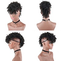 Aisaide Short Afro Curly Mohawk Wig Deep Curly Red Mohawk Ponytails With Bangs For Black Womensynthetic Burgundy Curly Mohawk P