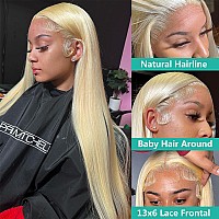 Hotlove 613 Lace Front Wig Human Hair 13X6 Transparent Lace 613 Hd Lace Frontal Wig For Women 200 Straight Blonde Lace Front W