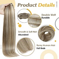 Full Shine Hair Weft Extensions Real Human Hair 105 Grams 18 Inch Ash Brown Highlights Blonde Weft Hair Extensions Human Hair Si