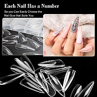 Addfavor 600Pcs Stiletto Nail Tips Long Clear Full Cover Fake Nails Acrylic Gel X Nail Tips For Salon And Home Manicure Extensio