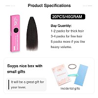 Suyya Tape In Hair Extensions Human Hair Kinky Straight Tape In Extensions Natural Black 14 Inch Skin Weft 40Gpack 20Pcs Tape I