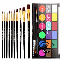 Brimfulite Face Painting Kit Nontoxic Body Paint Washable 18 Colors Facepaint Makeup Kit For Adults With 10 Face Paint Brushes