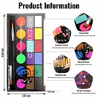 Brimfulite Face Painting Kit Nontoxic Body Paint Washable 18 Colors Facepaint Makeup Kit For Adults With 10 Face Paint Brushes