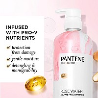 Pantene Sulfate Free Rose Water Shampoo Soothes Replenishes Hydration Safe For Color Treated Hair Nutrient Infused With Vita