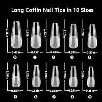 Addfavor 240Pcs Coffin Nail Tips Long Ballerina Clear Full Cover False Fake Nails Acrylic Gel X Nail Tips For Salon And Home Nai