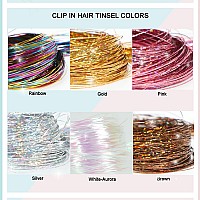 236 Inch Hair Tinsel Clip In Fairy Hair Clip In Hair Tinsel Glitter Tinsel Hair Extensions Kit Heat Resistant Hair Tensile Cli