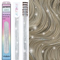 6 Pieces Clip In Hair Tinsel Heat Resistant 236 Inch Fairy Silver Hair Tinsel Kit Clip In Tinsel Hair Extensions Glitter Hair