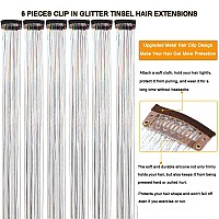 6 Pieces Clip In Hair Tinsel Heat Resistant 236 Inch Fairy Hair Tinsel Kit Clip In Tinsel Hair Extensions Glitter Hair Tensile