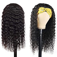 Rebasar Curly Headband Wig 24 Inch Deep Wave Human Hair Wigs For Black Women Human Hair Glueless No Lace Front Wigs Human Hair H