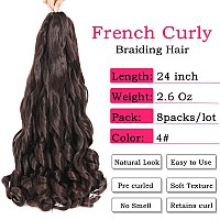 French Curly Braiding Hair 24 Inch 8 Packs Bouncy Braiding Hair Loose Wavy Braiding Hair Synthetic Hair Extensions For Black W