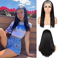 Gt Headband Wig For Women Black Straight Synthetic Headband Wig Glueless Heat Resistant Natutal Looking For Daily Party Use20