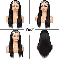 Gt Headband Wig For Women Black Straight Synthetic Headband Wig Glueless Heat Resistant Natutal Looking For Daily Party Use22