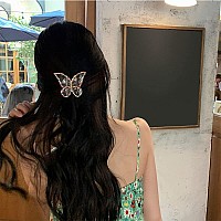 Canitor Butterfly Claw Clips 3Pcs Pearl Hair Clips For Thick And Thin Hair Elegant Medium Clips