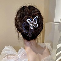 Canitor Butterfly Claw Clips 3Pcs Pearl Hair Clips For Thick And Thin Hair Elegant Medium Clips