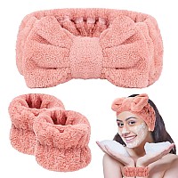 Besarme 3 Pieces Face Wash Headband And Wristband Set Spa Headband Makeup Skincare Headbands Wrist Bands For Washing Face Towe