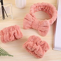 Besarme 3 Pieces Face Wash Headband And Wristband Set Spa Headband Makeup Skincare Headbands Wrist Bands For Washing Face Towe