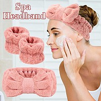 Besarme 3 Pieces Face Wash Headband And Wristband Set Spa Headband Makeup Skincare Headbands Wrist Bands For Washing Face Towe