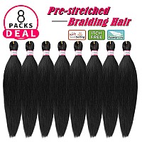 Pre Stretched Braiding Hair 8 Packs 18 Inch Professional Hair For Braiding Easy To Twist Crochet Braids Hot Water Setting Yaki S