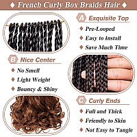 Ruiyok 9 Packs French Curl Crochet Braids 24 Inch Pre Looped Crochet Box Braids With Curly Wavy Ends Ombre Brown Synthetic Bohem