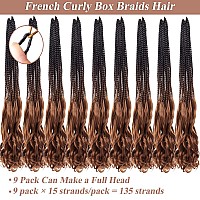 Ruiyok 9 Packs French Curl Crochet Braids 24 Inch Pre Looped Crochet Box Braids With Curly Wavy Ends Ombre Brown Synthetic Bohem