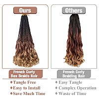 Ruiyok 9 Packs French Curl Crochet Braids 24 Inch Pre Looped Crochet Box Braids With Curly Wavy Ends Ombre Brown Synthetic Bohem