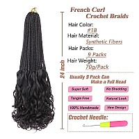 Ruiyok 24 Inch 9 Packs French Curl Crochet Braids Ombre Red Bohemian Goddess Box Braids Burgundy Crochet Hair Pre Looped Wavy Bo