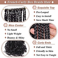 Ruiyok 24 Inch 9 Packs French Curl Crochet Braids Ombre Red Bohemian Goddess Box Braids Burgundy Crochet Hair Pre Looped Wavy Bo