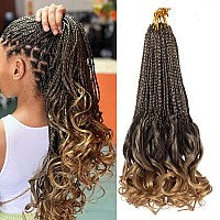 Ruiyok 8 Packs French Curl Crochet Braids 14 Inch Goddess Box Braids Crochet Hair Pre Looped Bouncy Crochet Box Braids With Curl