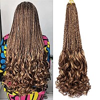 Ruiyok 9 Packs 24 Inch French Curl Crochet Braids Blonde Mix Brown Pre Looped Bohemian Crochet Box Braids With Curly Ends Synthe