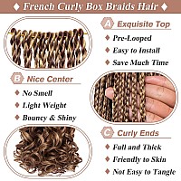 Ruiyok 9 Packs 24 Inch French Curl Crochet Braids Blonde Mix Brown Pre Looped Bohemian Crochet Box Braids With Curly Ends Synthe