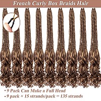 Ruiyok 9 Packs 24 Inch French Curl Crochet Braids Blonde Mix Brown Pre Looped Bohemian Crochet Box Braids With Curly Ends Synthe