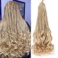 Ruiyok 18 Inch Mix Blonde French Curl Crochet Braids 9 Packs Bohemian Goddess Box Braids Pre Looped Crochet Hair Synthetic Wave