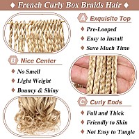 Ruiyok 18 Inch Mix Blonde French Curl Crochet Braids 9 Packs Bohemian Goddess Box Braids Pre Looped Crochet Hair Synthetic Wave