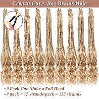 Ruiyok 18 Inch Mix Blonde French Curl Crochet Braids 9 Packs Bohemian Goddess Box Braids Pre Looped Crochet Hair Synthetic Wave