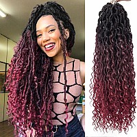 New Goddess Locs Crochet Hair 22Inch Prelooped Curly Faux Locs Crochet Hair 6Packs River Faux Loc Burgundy Bohemian Locs Croche