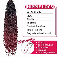 New Goddess Locs Crochet Hair 22Inch Prelooped Curly Faux Locs Crochet Hair 6Packs River Faux Loc Burgundy Bohemian Locs Croche