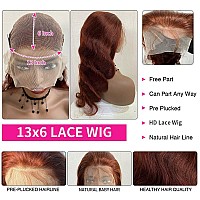 180 Density Reddish Brown Lace Front Wigs Human Hair 13X6 Body Wave Frontal Wigs For Black Women Auburn Copper Red Glueless Body