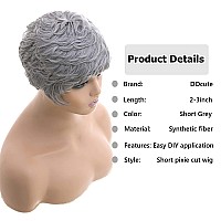 Docute Short Grey Pixie Cut Wigs For Black Women Grey Pixie Wigs For Black Women Grey Pixie Cut Short Wavy Layered Wigs Grey Wav