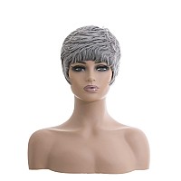 Docute Short Grey Pixie Cut Wigs For Black Women Grey Pixie Wigs For Black Women Grey Pixie Cut Short Wavy Layered Wigs Grey Wav