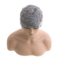 Docute Short Grey Pixie Cut Wigs For Black Women Grey Pixie Wigs For Black Women Grey Pixie Cut Short Wavy Layered Wigs Grey Wav