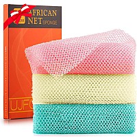 3 Pieces African Net Sponge African Exfoliating Net African Net Long Net Bath Sponge Exfoliating Shower Body Scrubber Back Scru