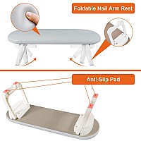 Diesisa Nail Arm Rest Foldable Pu Leather Nail Hand Rest For Nails Tech With Table Mat Soft Hand Rest For Acrylic Nailsnail H