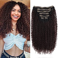 BHF 26 inch Kinky Curly Clip In Hair Extension, Double Weft Full Head Japanese Heat Resistance Fiber 140g Synthetic Hair Extensions For Women 7pieces (#t1b/99j)