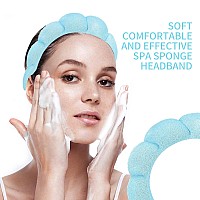 Aufona Spa Headband For Women Blue Terry Towel Hairband For Skincare Washing Face Makeup Removal Shower Yoga Absorbs Swe