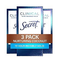 Secret Clinical Invisible Solid Antiperspirant Deodorant For Women Coconut 16Oz Pack Of 3