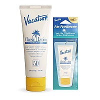 Vacation Classic Sunscreen Lotion Spf 50 Air Freshener Bundle Water Resistant Broad Spectrum Sunscreen Sun Block Vegan Sun T