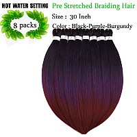 Pre Stretched Braiding Hair Extensions 30Inch 8Packs Professional Braids Hair Soft Yaki Straight Braid Hair Hot Water Setting Sy