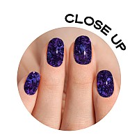 Adora Couture Semi Cured Gel Nail Strips Fall 30Pcs Uv Gel Nail Stickers With Uv Light Purple Glitter Flakes Uv Nail Sticker