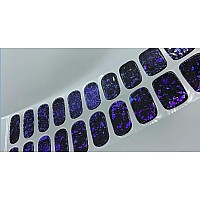 Adora Couture Semi Cured Gel Nail Strips Fall 30Pcs Uv Gel Nail Stickers With Uv Light Purple Glitter Flakes Uv Nail Sticker